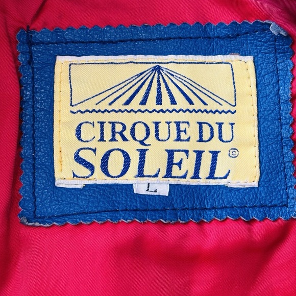 Vintage Cirque du Soleil Color Block Leather Coat Jacket Circa‎ 1993 Size Large - Picture 10 of 16